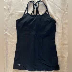 Athleta Black Strappy Activewear Top, Size Small, Built in bra